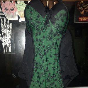 Hot topic lacy green swimsuit